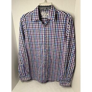 Nick Graham Everywhere Stretch Modern Fit Gingham Dress Shirt Mens Medium